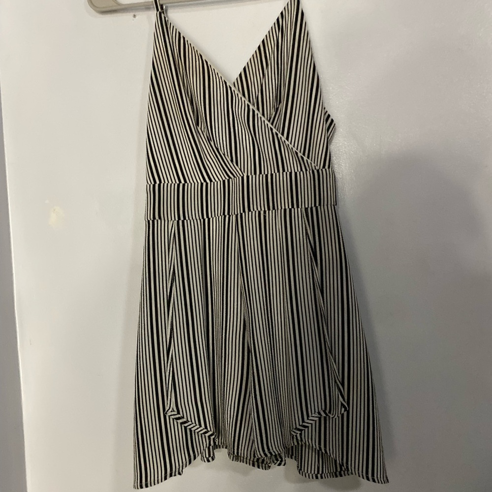 Black and white striped romper